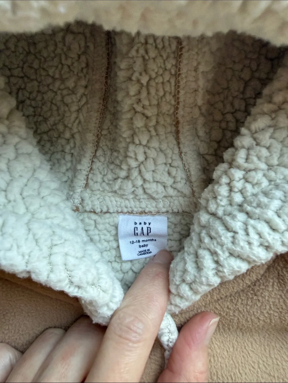 BABY GAP 🧸Cozy Tan Sherpa-Lined Baby One-Piece